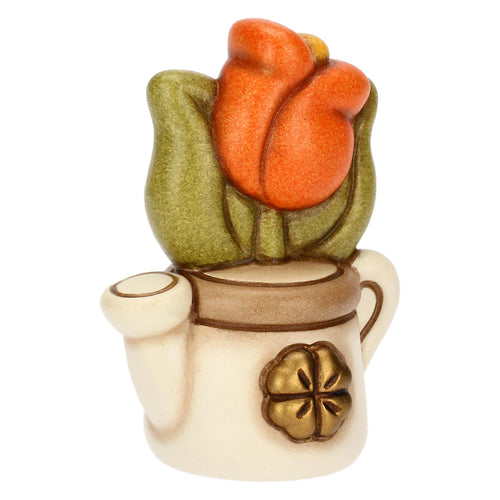 Mini annaffiatoio in ceramica con tulipano