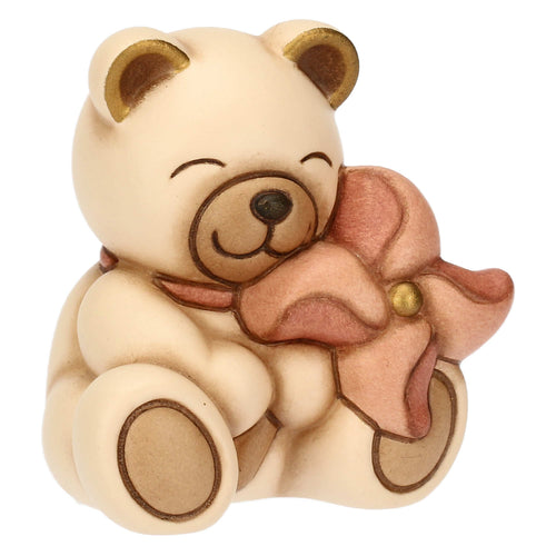 Teddy in ceramica con girandola rosa