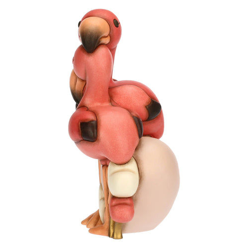 Coppia fenicotteri in ceramica con cuori, maxi