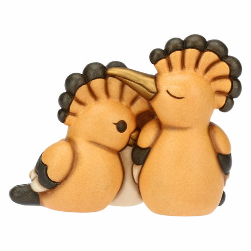 Coppia upupe in ceramica con cuore, grandi