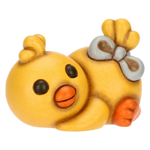 Pulcino Polly con fiocco in ceramica, piccolo
