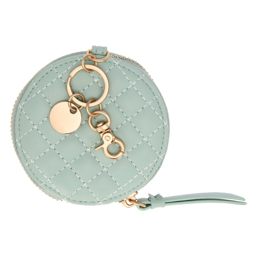 Portachiavi rotondo con zip in ecopelle, verde - THUN T10268345P00