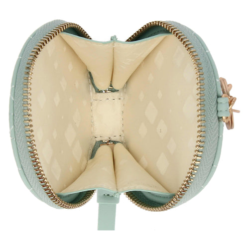 Portachiavi rotondo con zip in ecopelle, verde - THUN T10268345P00