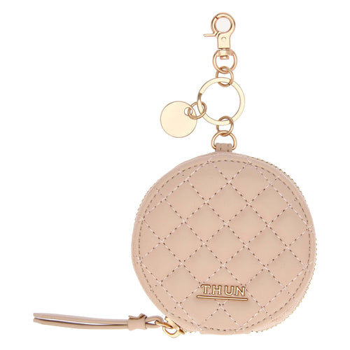 Portachiavi rotondo con zip in ecopelle, rosa - THUN T10270345P00