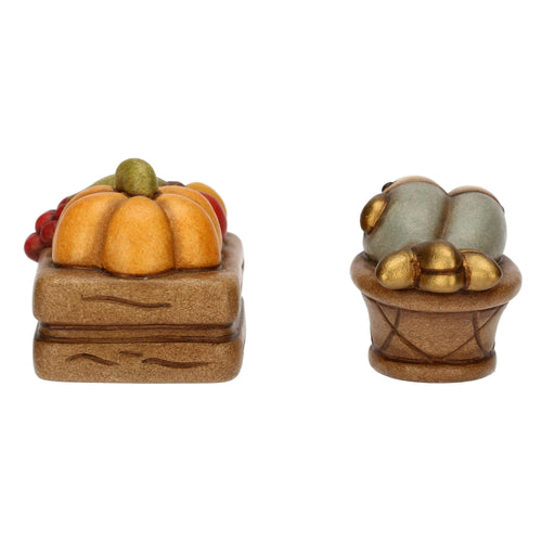 Set cassetta frutta e cesto con pesce in ceramica Presepe Classico