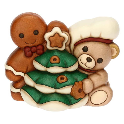 Coppia Teddy e omino di pan di zenzero Pepi in ceramica