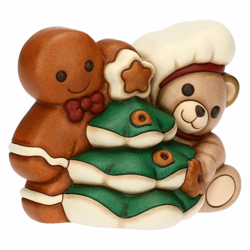 Coppia Teddy e omino di pan di zenzero Pepi in ceramica