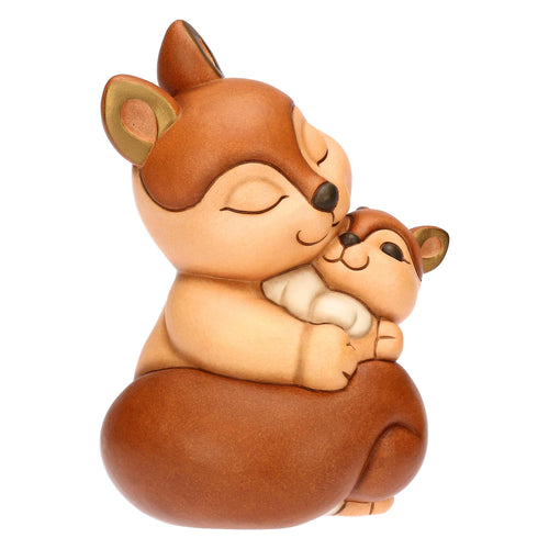 Scoiattolo Diva con cucciolo in ceramica