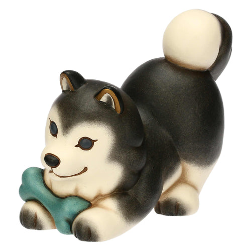 Husky Polo con osso in ceramica, medio