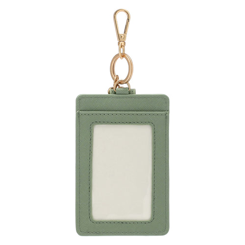 Porta carte con gancio in ecopelle, verde