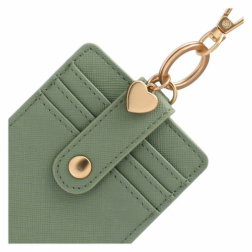 Porta carte con gancio in ecopelle, verde