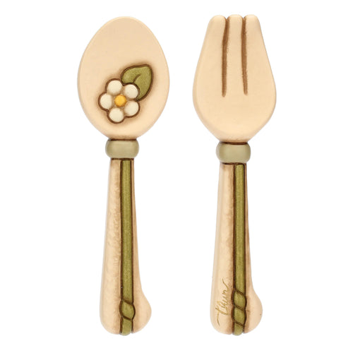 Set cucchiaio e forchetta da parete in ceramica Country Bloom, piccolo