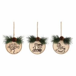 Set 3 addobbi natalizi tondi in legno - THUN T10654254P00