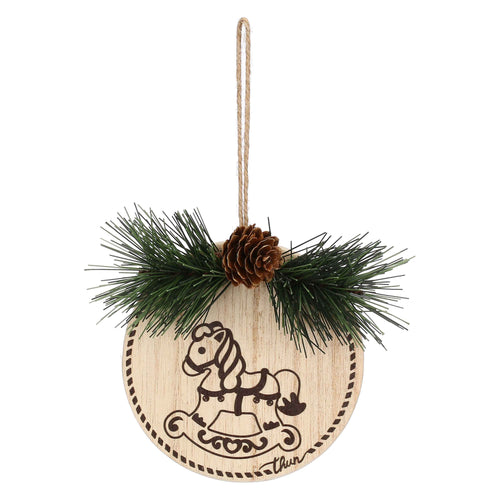Set 3 addobbi natalizi tondi in legno - THUN T10654254P00