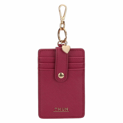 Porta carte con gancio in ecopelle, cherry