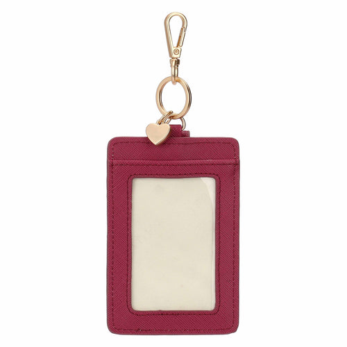 Porta carte con gancio in ecopelle, cherry