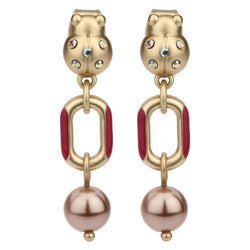 Orecchini chunky con coccinella e perla