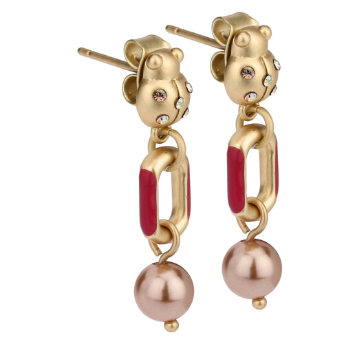 Orecchini chunky con coccinella e perla