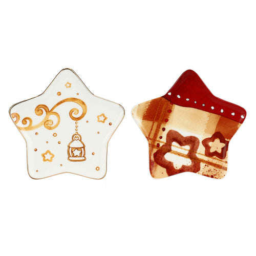 Set 2 piattini dessert a forma di stella in porcellana Thunland - THUN T10823384P00