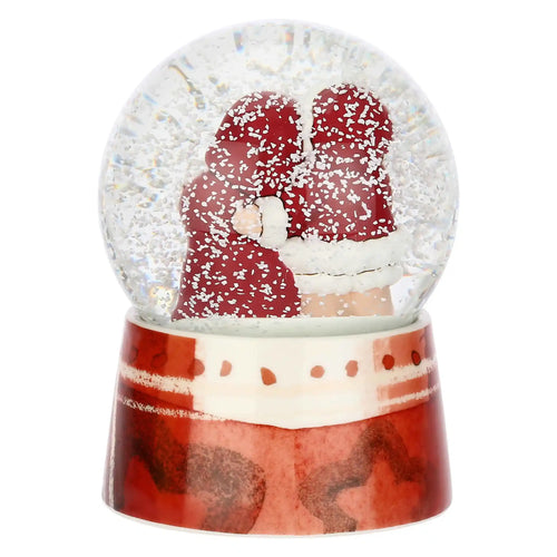 Boule de neige con babbo natale e mamma natale grande