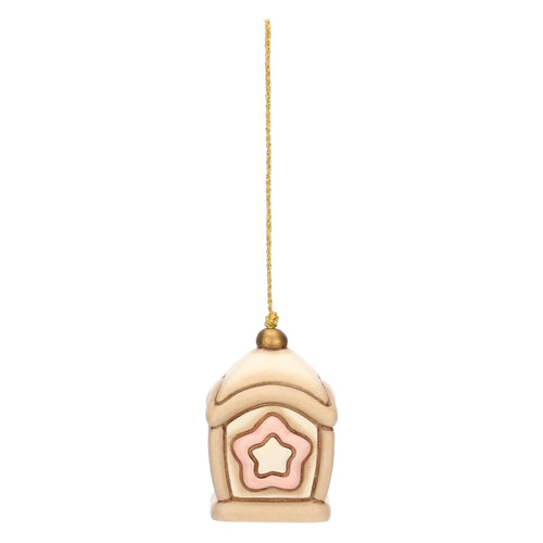 Lanterna con stella rosa in ceramica