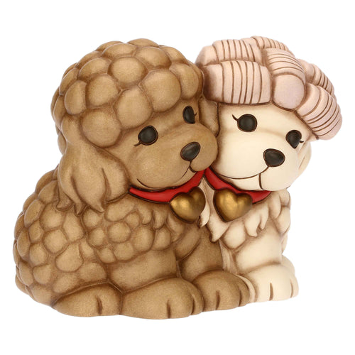 Coppia cani barboncini in ceramica, grande