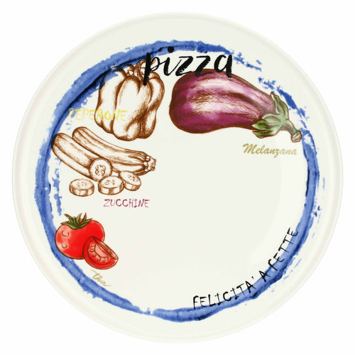 Set 2 piatti pizza Acqua e Farina, arancio e blu