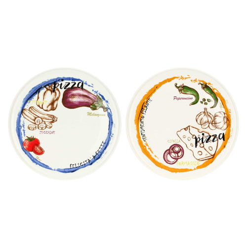 Set 2 piatti pizza Acqua e Farina, arancio e blu