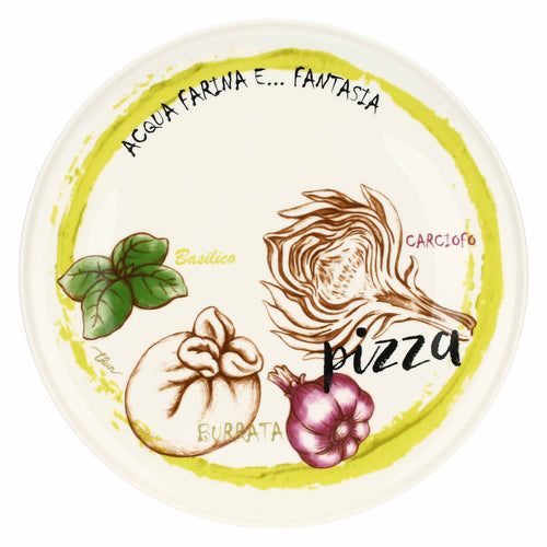 Set 2 piatti pizza Acqua e Farina, rosso e giallo