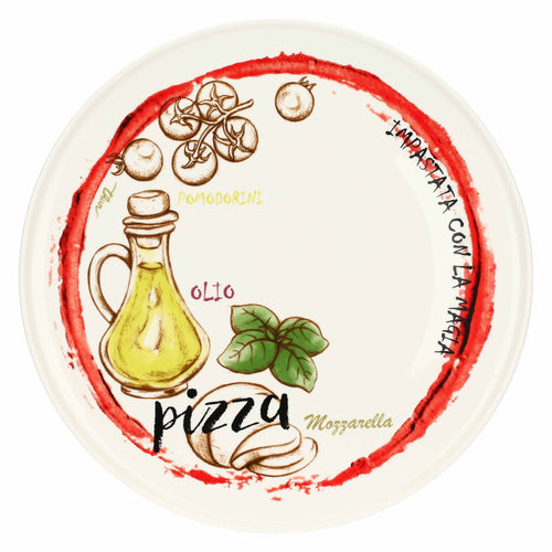 Set 2 piatti pizza Acqua e Farina, rosso e giallo