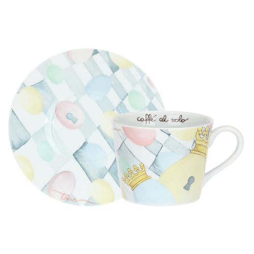 Tazza colazione con piattino in porcellana Incanto di Pasqua