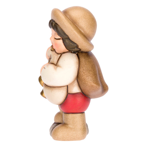 Zampognaro in ceramica Presepe Classico, Rosso