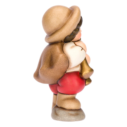Zampognaro in ceramica Presepe Classico, Rosso