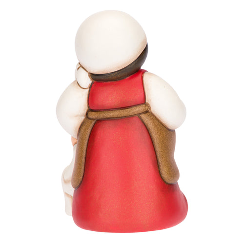 Donna in dolce attesa in ceramica Presepe Classico, Rosso
