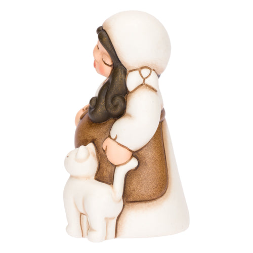 Donna in dolce attesa in ceramica Presepe Classico, Bianco