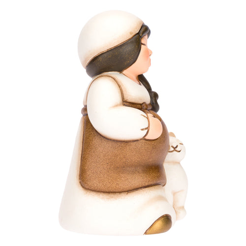 Donna in dolce attesa in ceramica Presepe Classico, Bianco