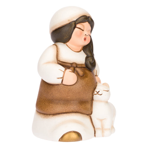 Donna in dolce attesa in ceramica Presepe Classico, Bianco