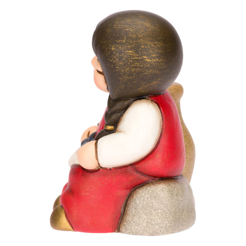 Bimba con olive in ceramica Presepe Classico, Rosso
