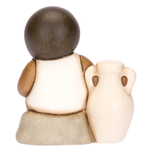 Bimba con olive in ceramica Presepe Classico, Bianco