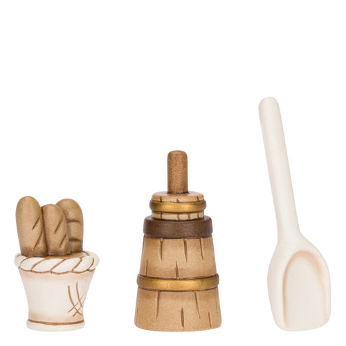 Set 3 pezzi fornaio in ceramica Presepe Classico