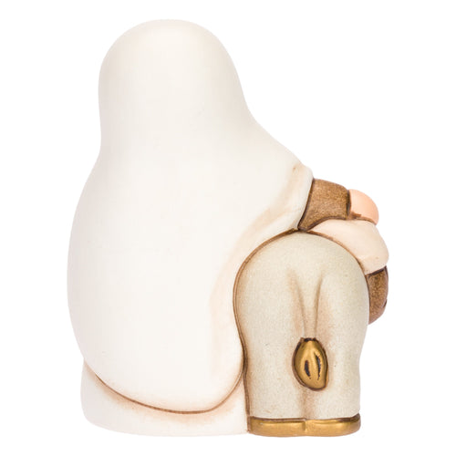 Nonna con asino in ceramica Presepe Classico, Bianco