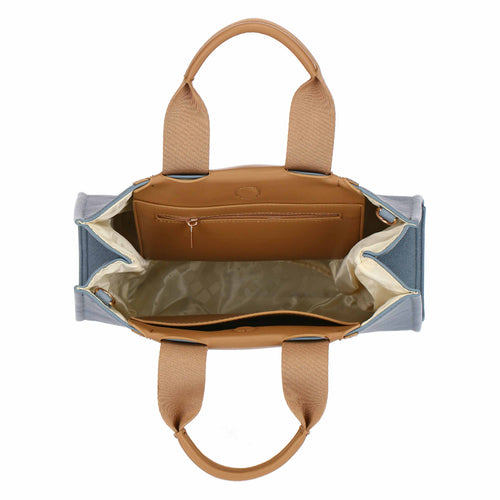 Tote bag denim/marrone, media