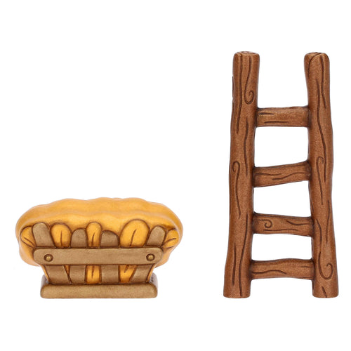 Set scala e mangiatoia in ceramica Presepe Classico