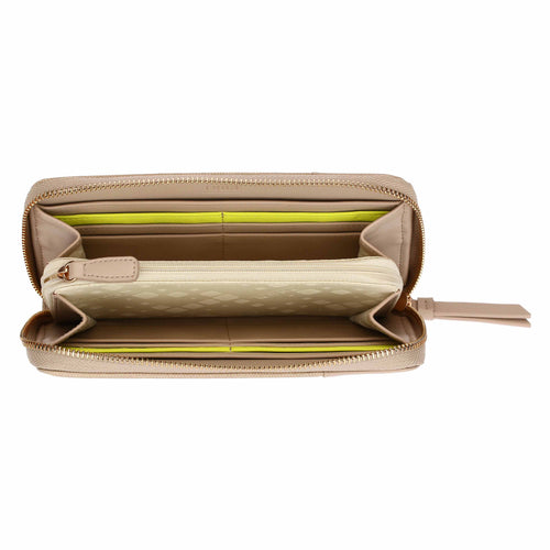 Portafoglio con zip, taupe