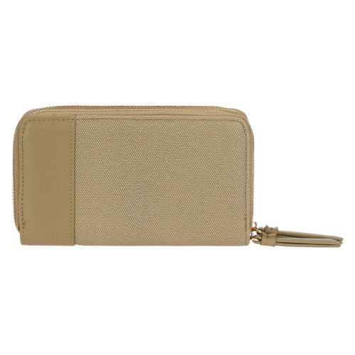 Portafoglio con doppia zip, verde oliva