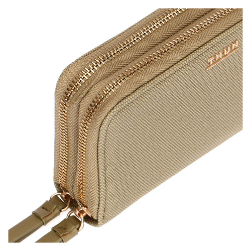 Portafoglio con doppia zip, verde oliva