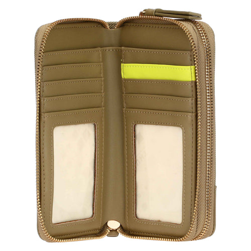 Portafoglio con doppia zip, verde oliva