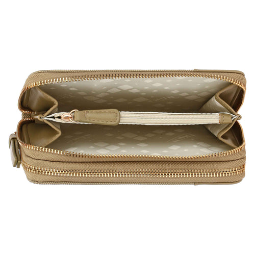 Portafoglio con doppia zip, verde oliva