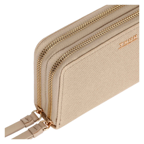 Portafoglio con doppia zip, taupe