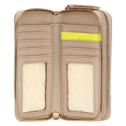 Portafoglio con doppia zip, taupe